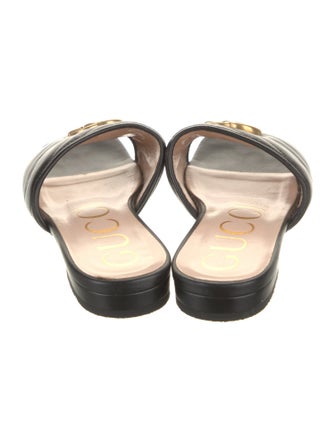 Gucci Double G Logo Leather Slides