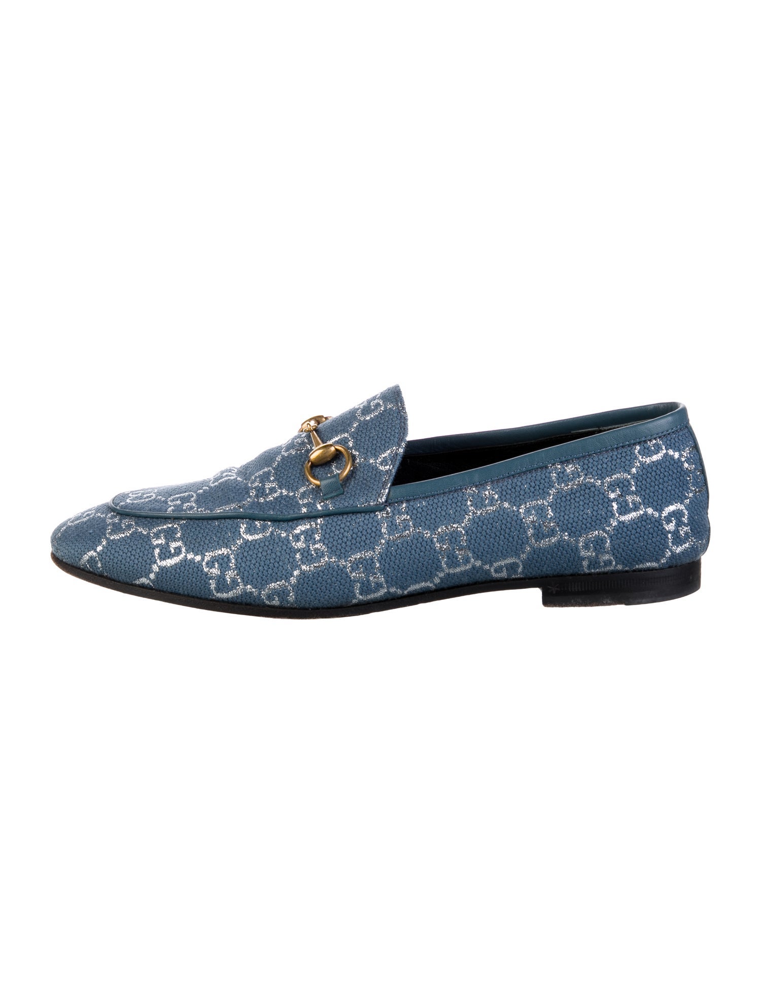 Gucci GG Denim Glitter Accents Loafers