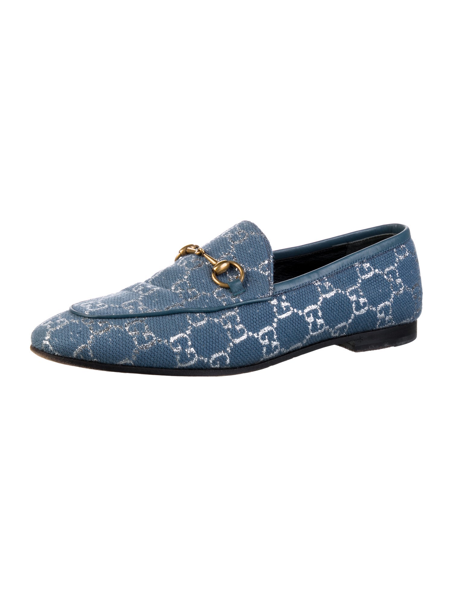 Gucci GG Denim Glitter Accents Loafers