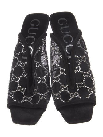 Gucci Mesh Crystal Embellishments Slides