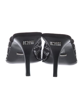 Gucci Mesh Crystal Embellishments Slides