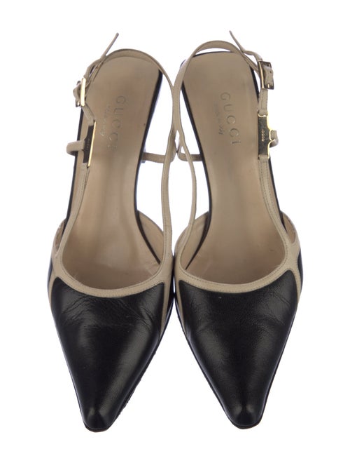 Gucci Leather Colorblock Pattern Slingback Pumps