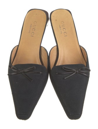 Gucci Canvas Bow Accents Mules