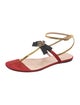 Gucci Bee Accent Leather T-Strap Sandals