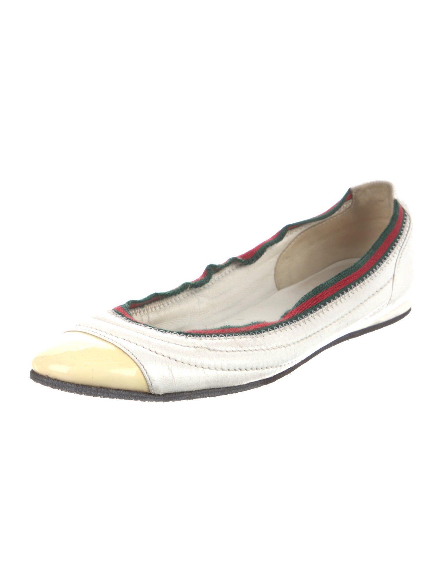 Gucci Web Accent Leather Ballet Flats