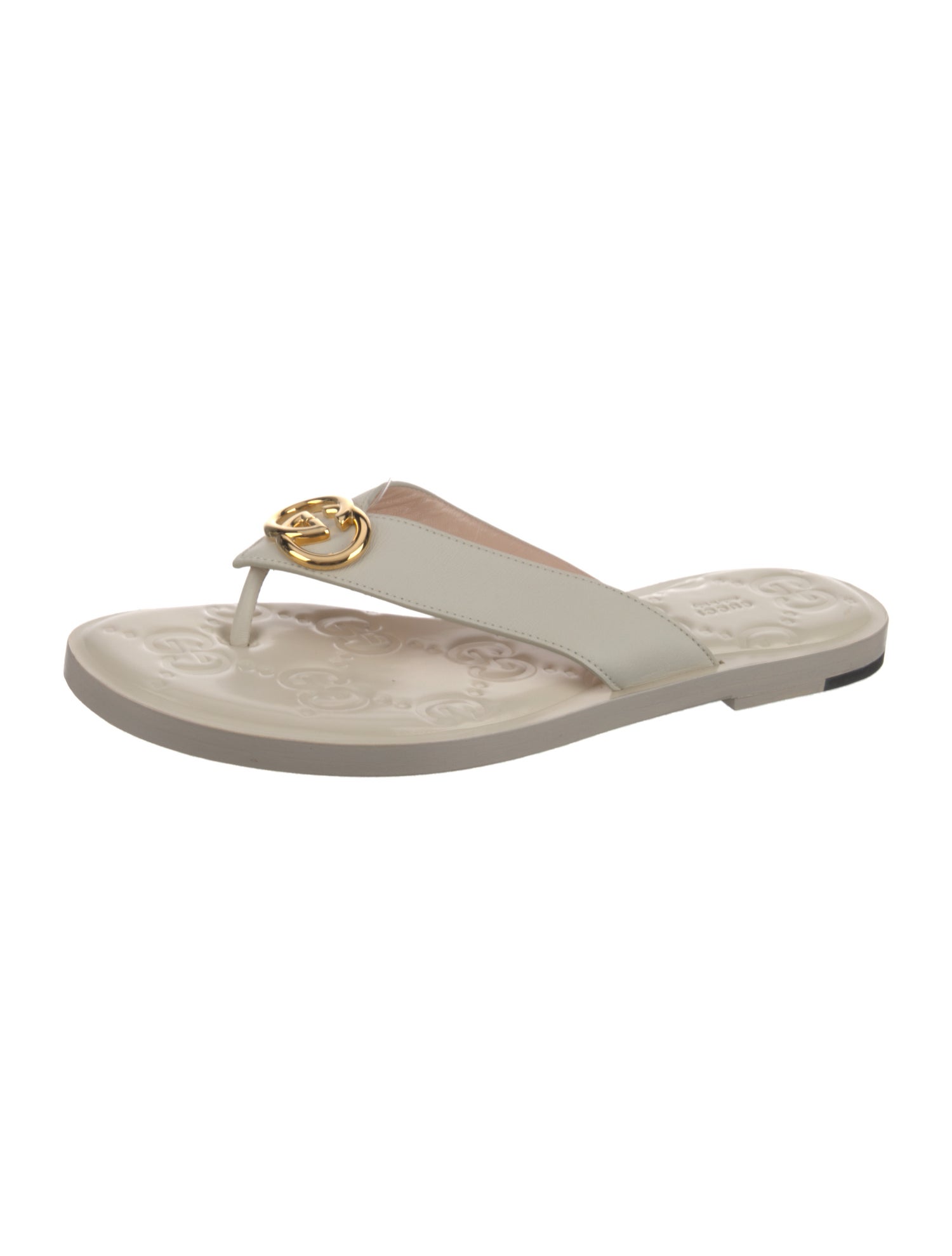Gucci Interlocking G Logo Leather Flip Flops