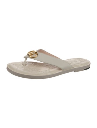 Gucci Interlocking G Logo Leather Flip Flops
