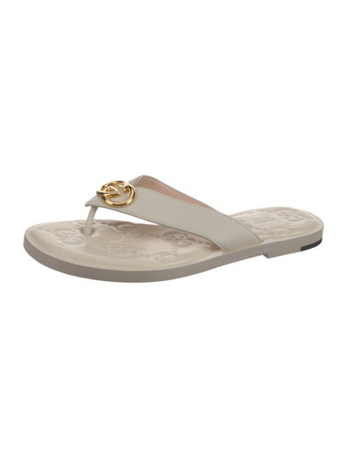 Gucci Interlocking G Logo Leather Flip Flops