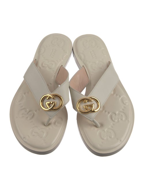Gucci Interlocking G Logo Leather Flip Flops