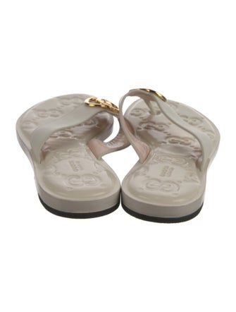 Gucci Interlocking G Logo Leather Flip Flops