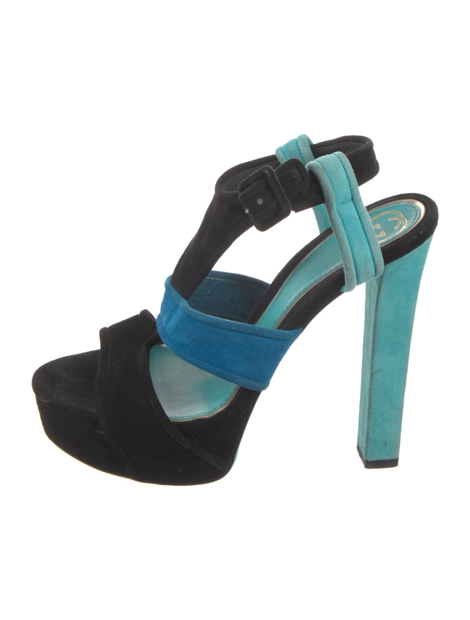 Gucci Interlocking G Logo Suede T-Strap Sandals