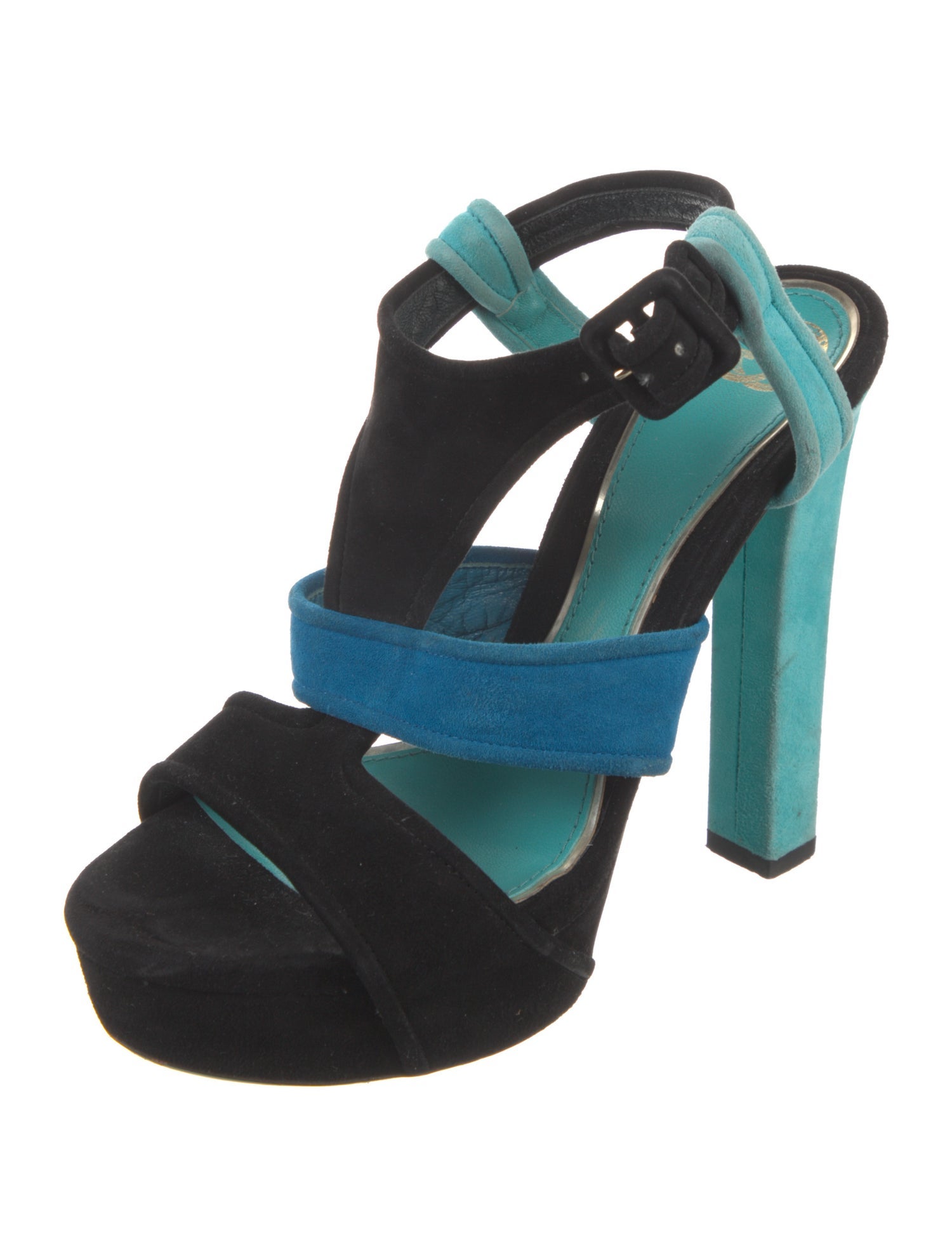 Gucci Interlocking G Logo Suede T-Strap Sandals