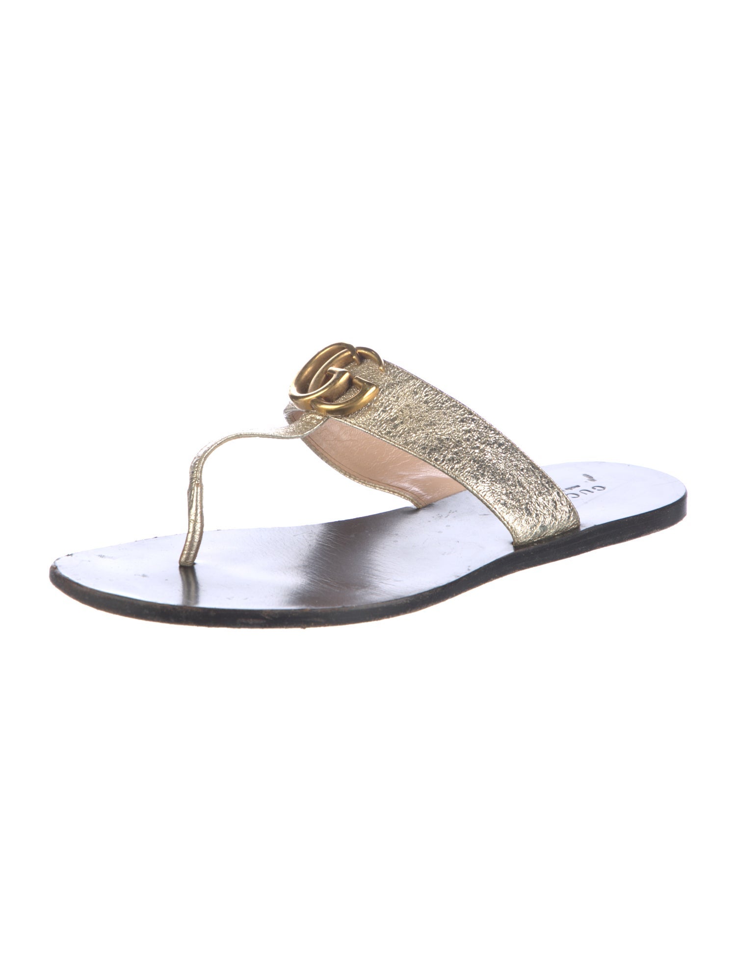 Gucci Double G Logo Leather Slides