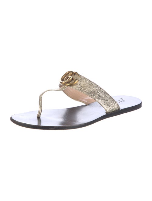 Gucci Double G Logo Leather Slides