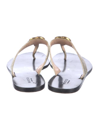 Gucci Double G Logo Leather Slides