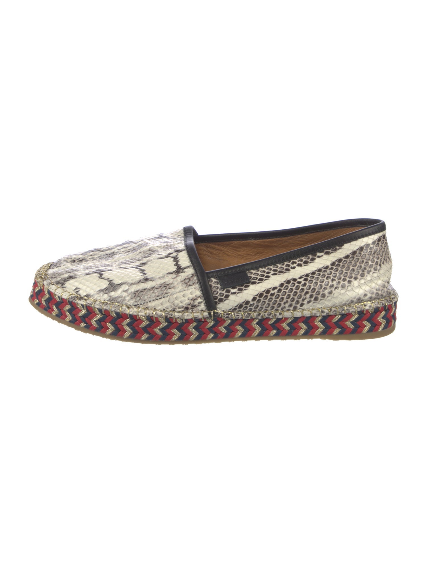 Gucci Sylvie Web Accent Snakeskin Espadrilles
