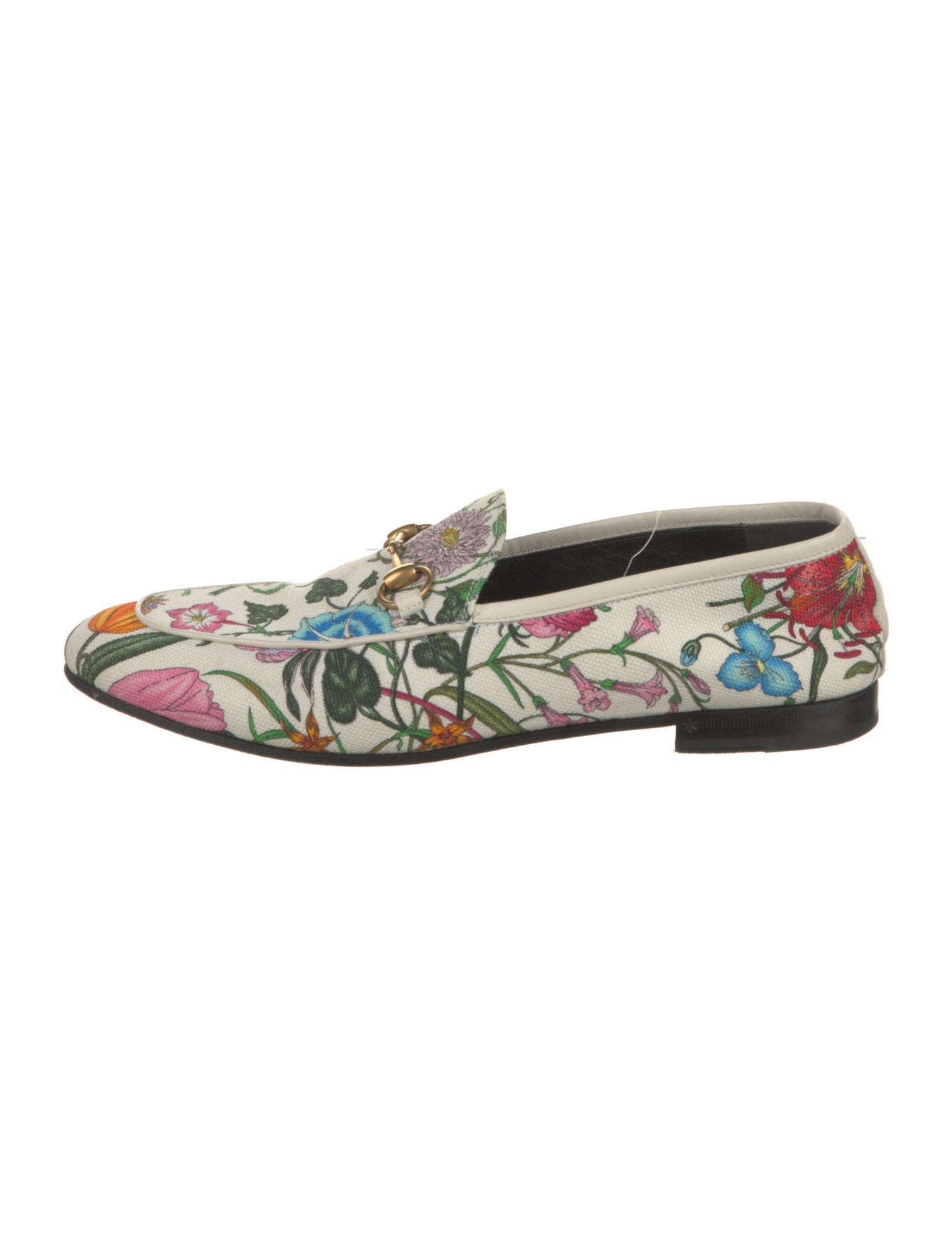 Gucci Flora Print Canvas Loafers