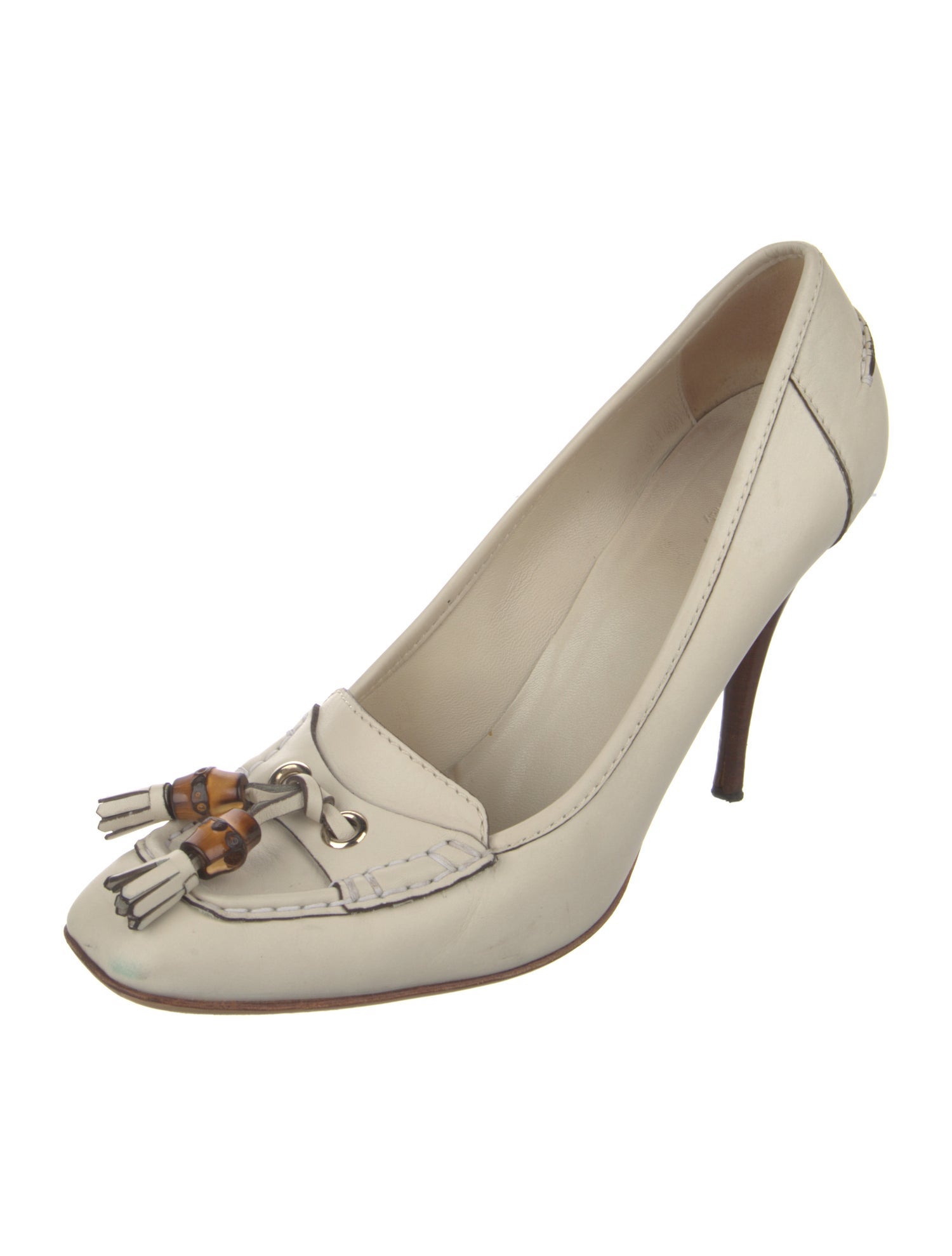 Gucci Bamboo Accent Leather Pumps