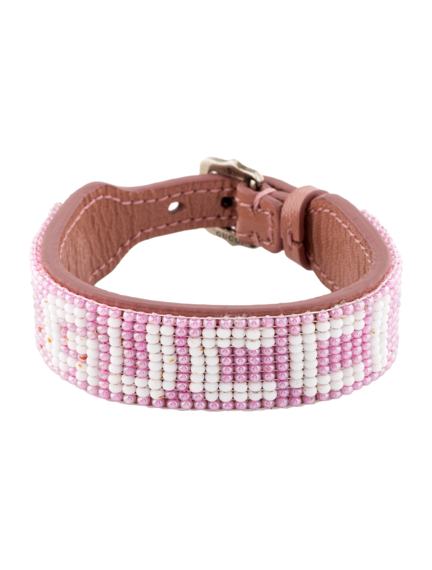 Gucci Leather Ouverture Beaded Bracelet