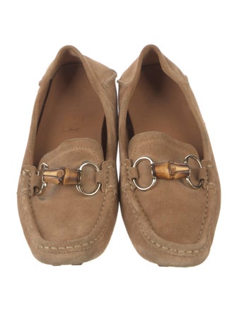 Gucci Bamboo Accent Suede Moccasins
