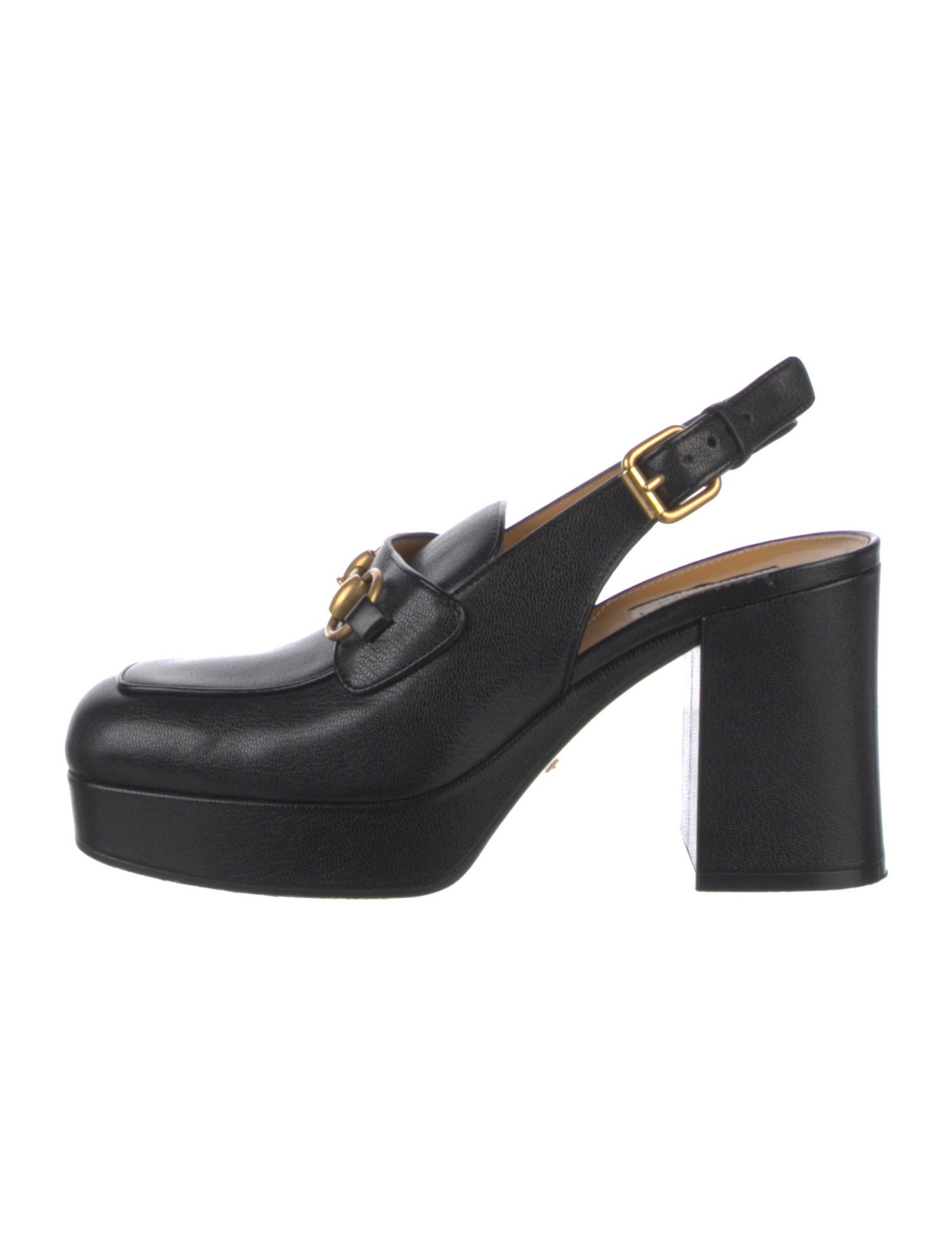 Gucci Horsebit Accent Leather Slingback Pumps