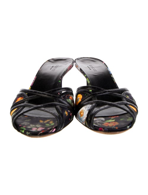 Gucci Flora Print Leather Slides