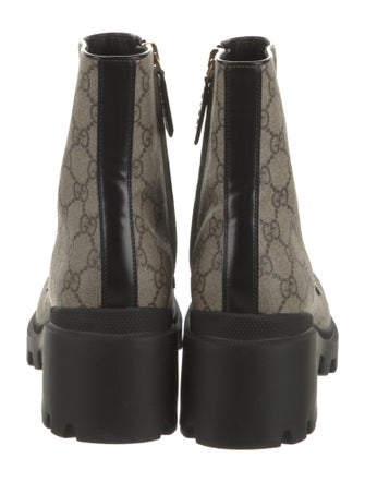 Gucci GG Supreme Leather Trim Embellishment Rain Boots