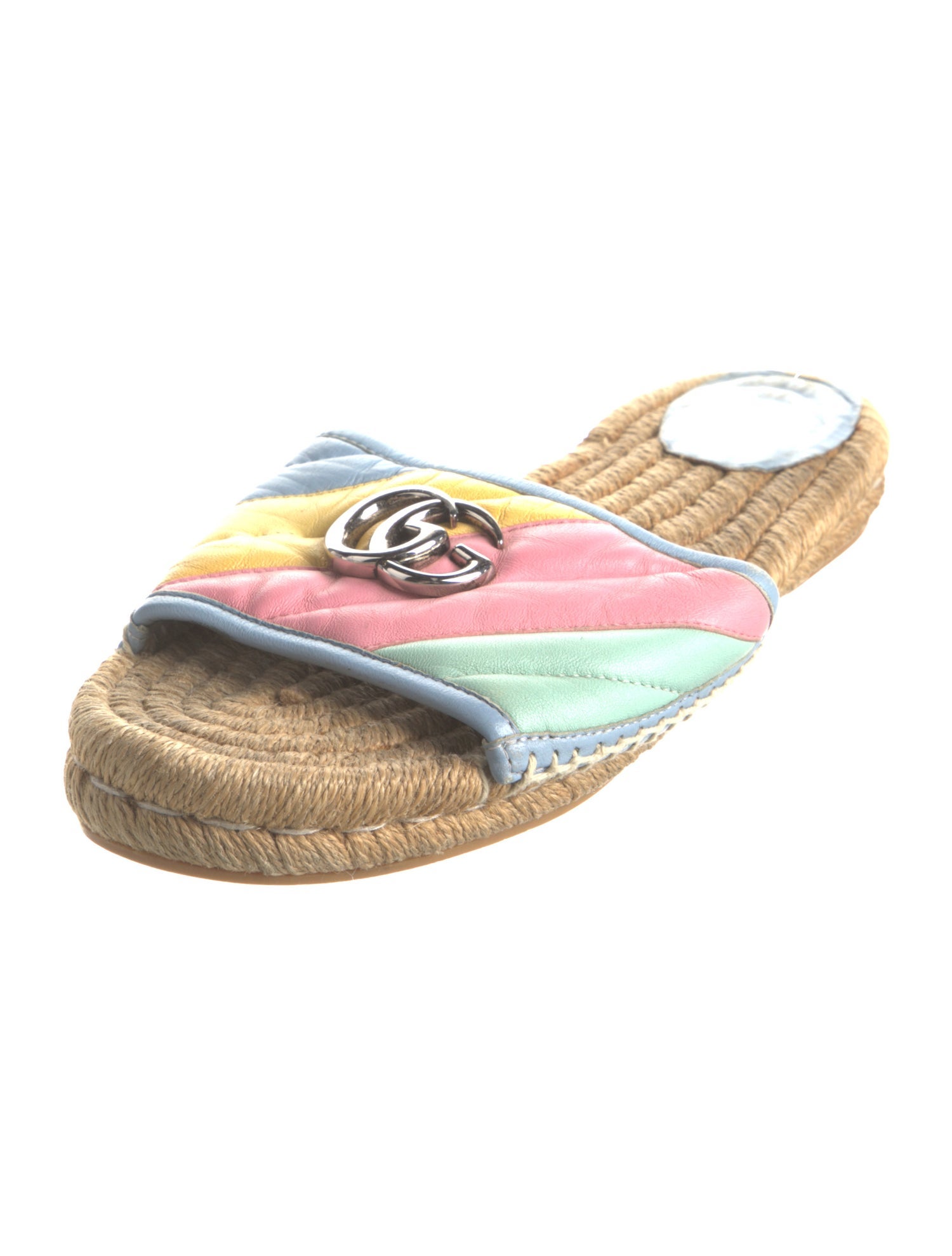 Gucci Raffia Colorblock Pattern Espadrilles