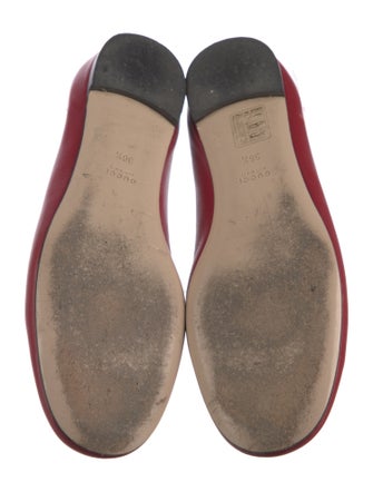 Gucci Faux Pearl Accents Leather Ballet Flats