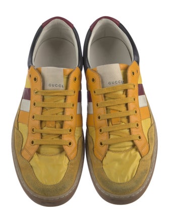Gucci Suede Colorblock Pattern Sneakers