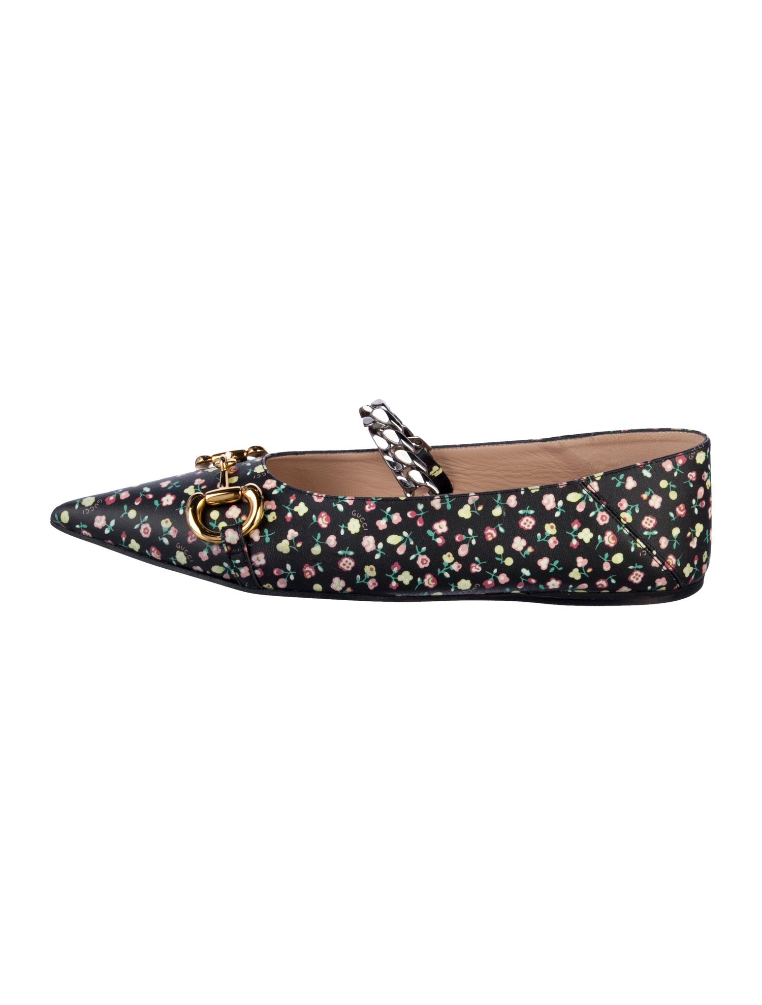 Gucci Horsebit Accent Leather Mary Jane Flats