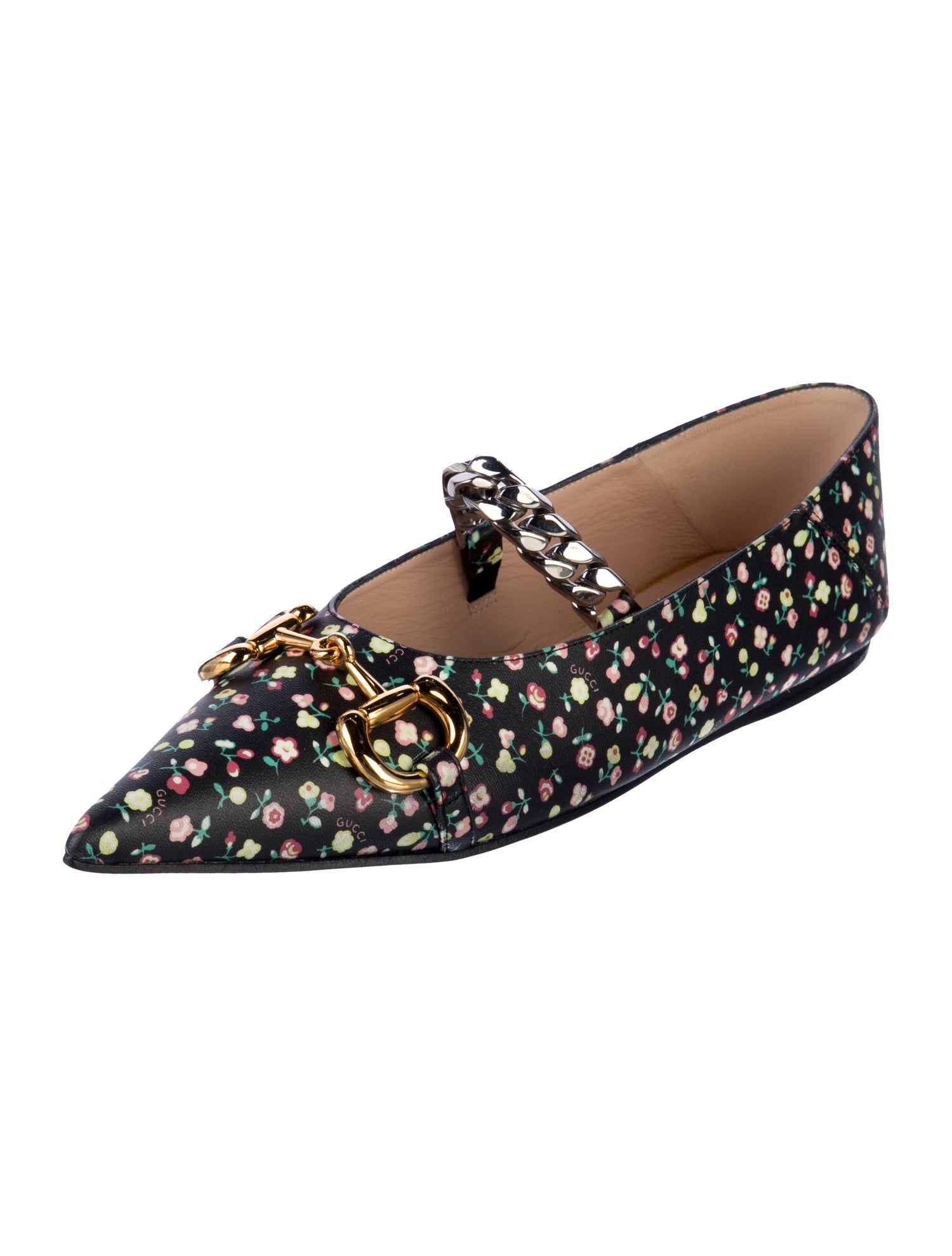 Gucci Horsebit Accent Leather Mary Jane Flats