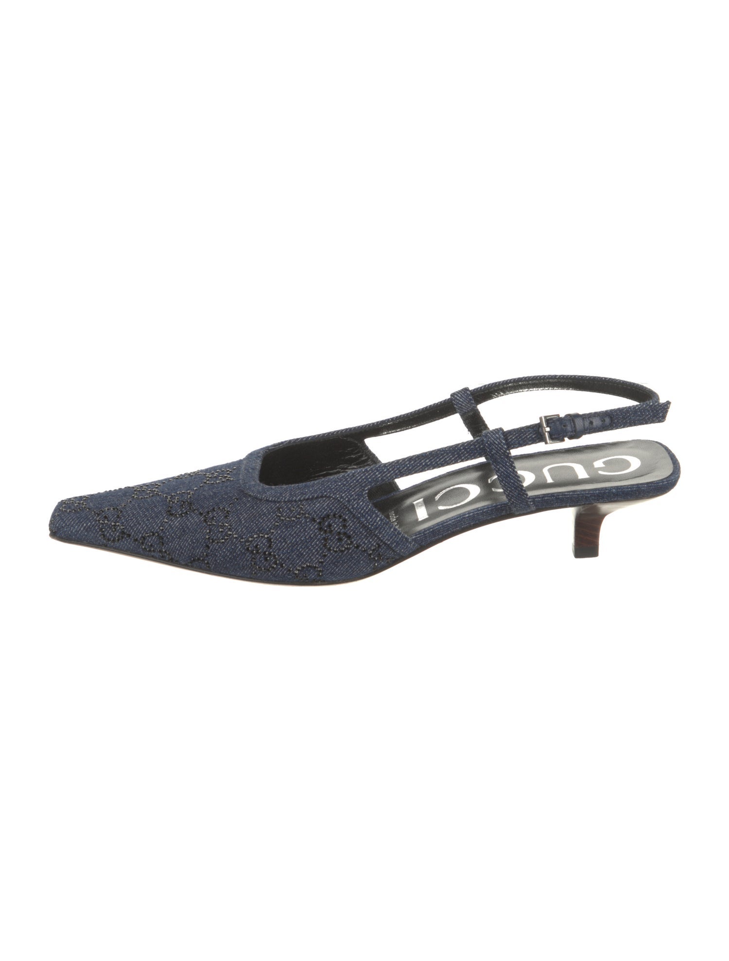 Gucci Denim Printed Slingback Pumps