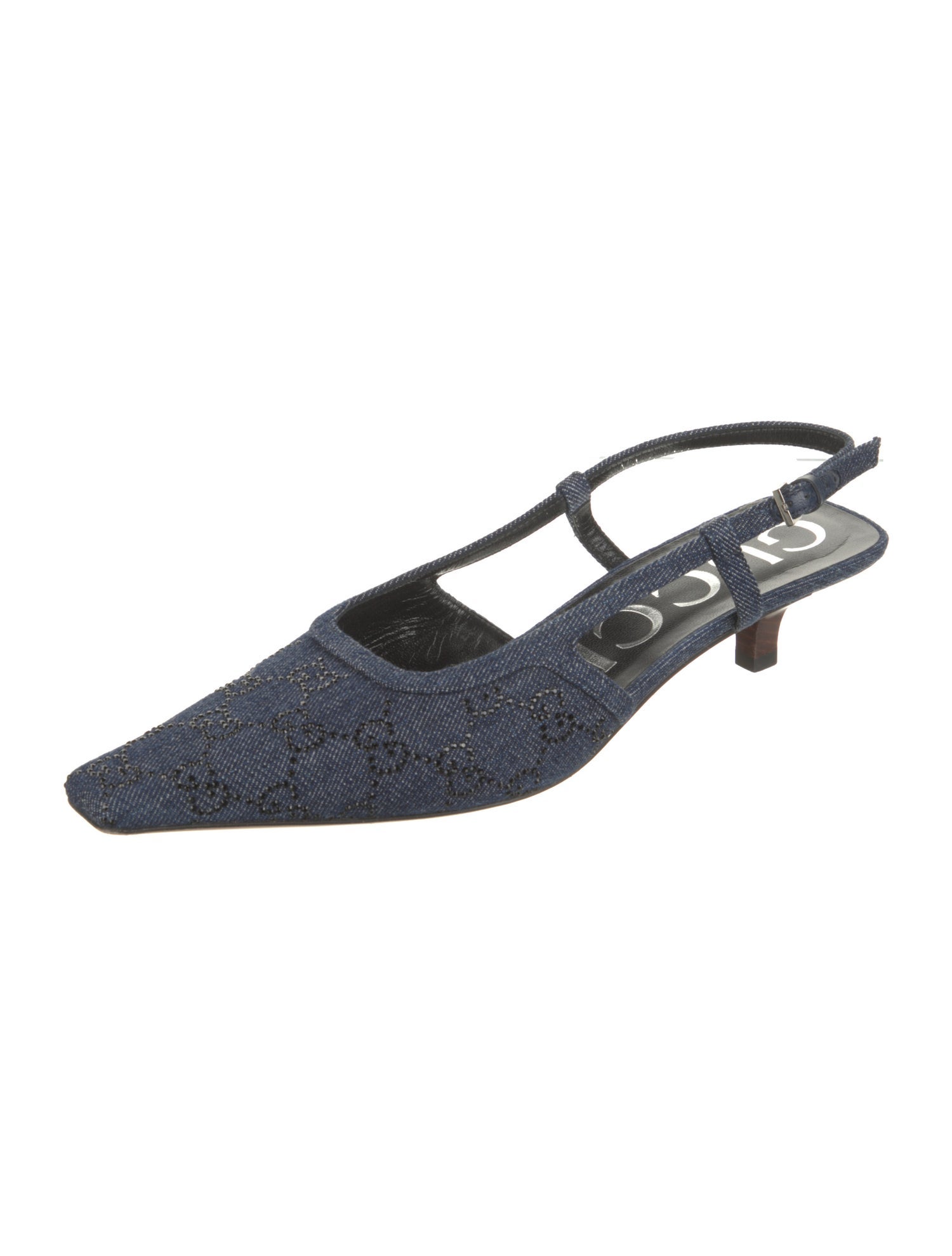 Gucci Denim Printed Slingback Pumps