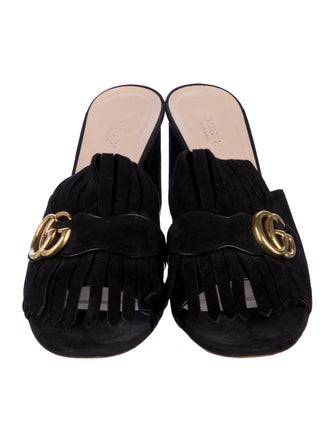 Gucci Double G Logo Suede Slides