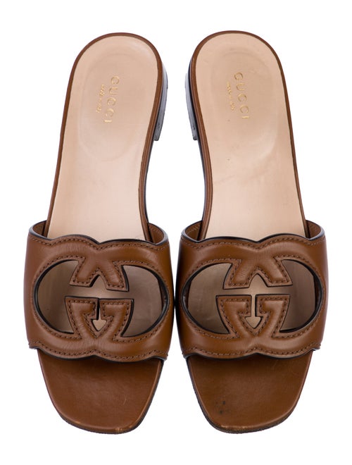 Gucci Interlocking G Logo Leather Slides