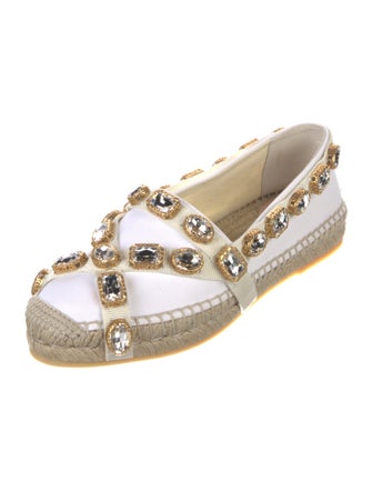 Gucci Canvas Crystal Embellishments Espadrilles