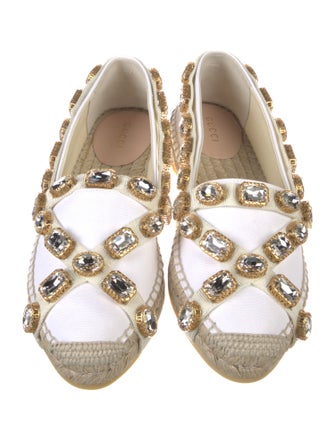 Gucci Canvas Crystal Embellishments Espadrilles