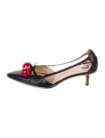 Gucci Interlocking G Logo Leather Slingback Pumps