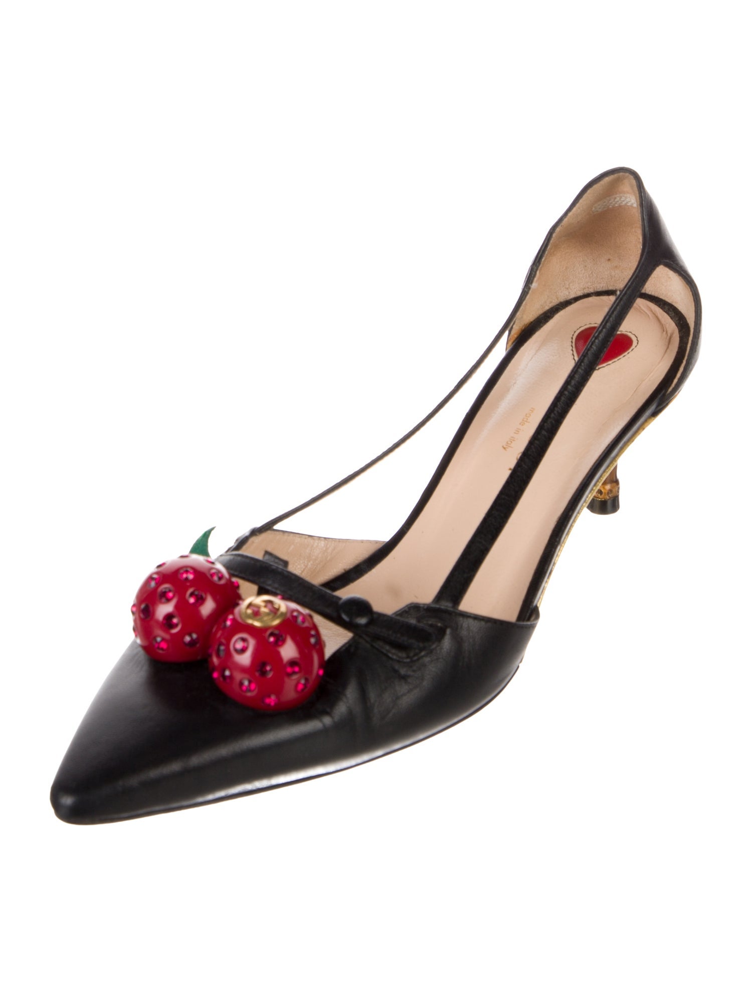 Gucci Interlocking G Logo Leather Slingback Pumps