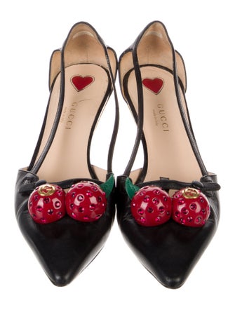 Gucci Interlocking G Logo Leather Slingback Pumps