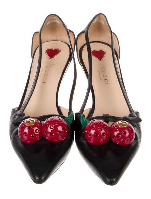 Gucci Interlocking G Logo Leather Slingback Pumps