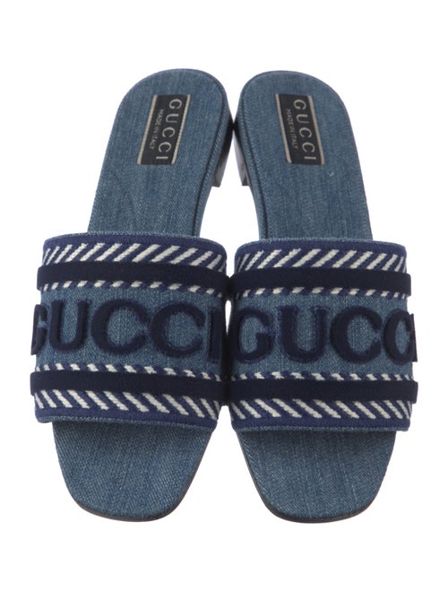 Gucci Denim Graphic Print Slides