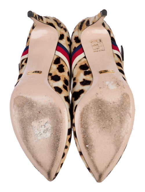Gucci Sylvie Web Accent Ponyhair Pumps