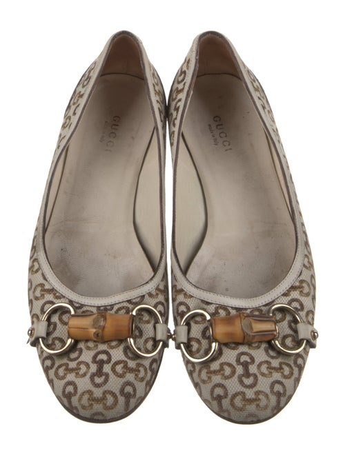 Gucci Horsebit Accent Canvas Ballet Flats