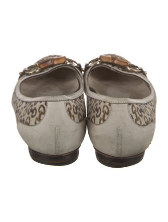 Gucci Horsebit Accent Canvas Ballet Flats
