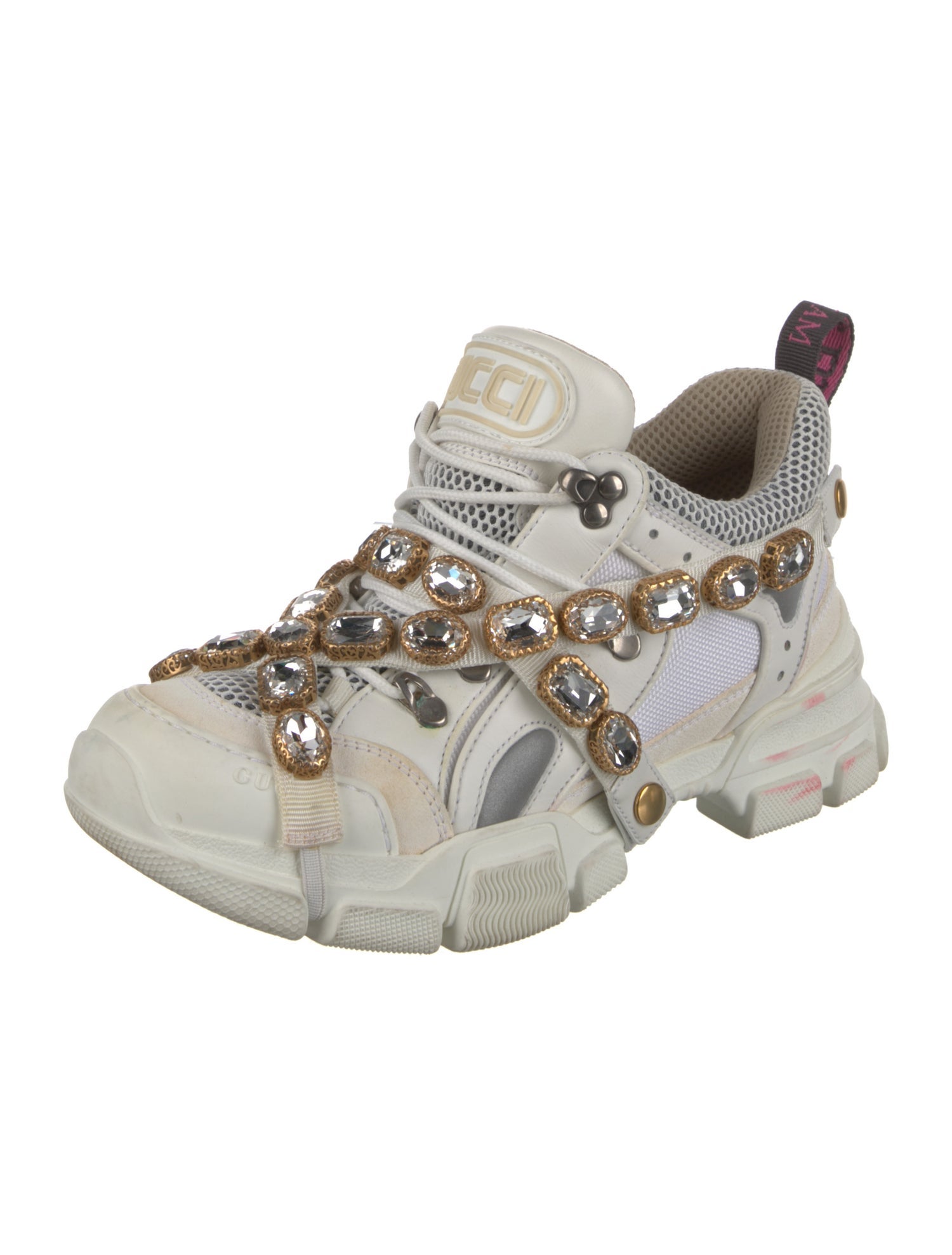 Gucci Leather Mesh Accents Chunky Sneakers