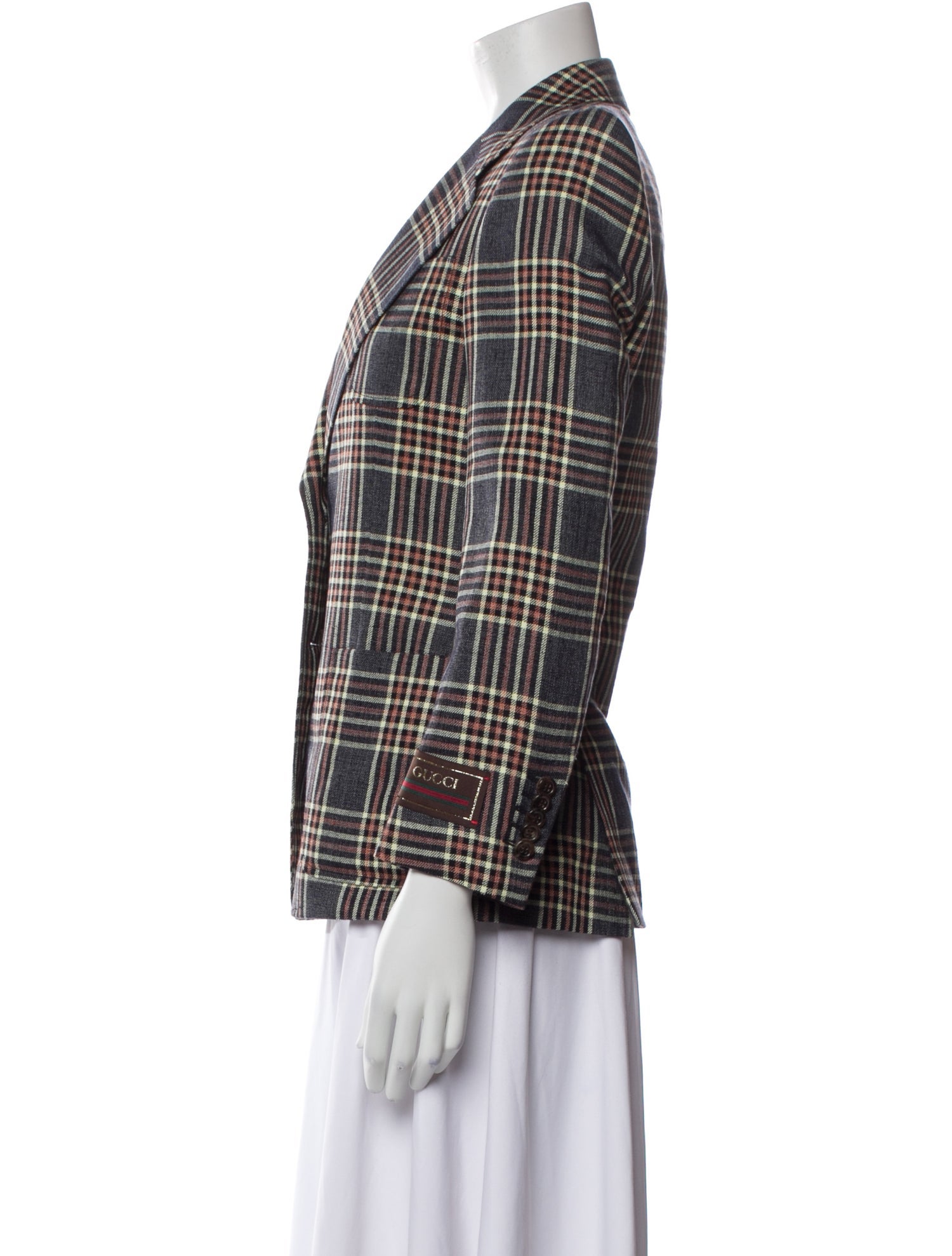 Gucci Linen Plaid Print Blazer