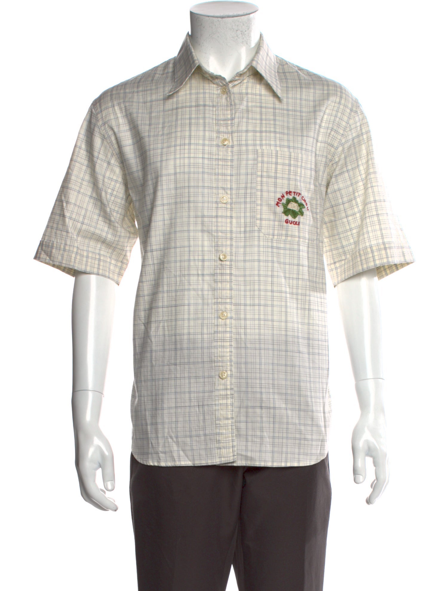 Gucci Plaid Print Three-Quarter Sleeve Shirt