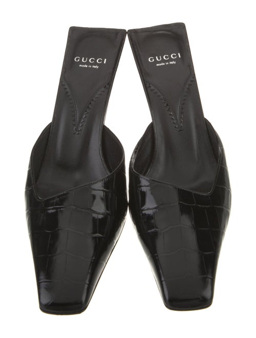 Gucci Interlocking G Logo Embossed Leather Mules